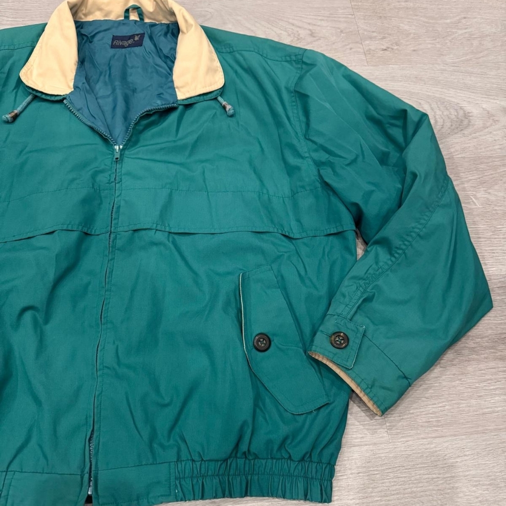 Vintage Rivage Men's Green Full Zip Casual Everyday Spring Bomber Jacket Size L - Picture 5 of 11